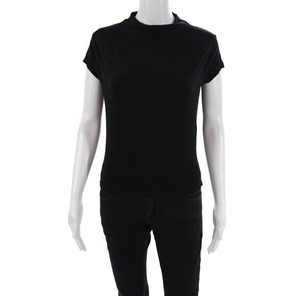 Zara Tops - Zara Womens Short Sleeve Crew Neck Knit Tee Shirt Black Cotton Size Large